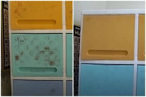 Cuma andalkan 1 alat mandi, begini cara mudah hilangkan noda coretan pulpen di lemari plastik