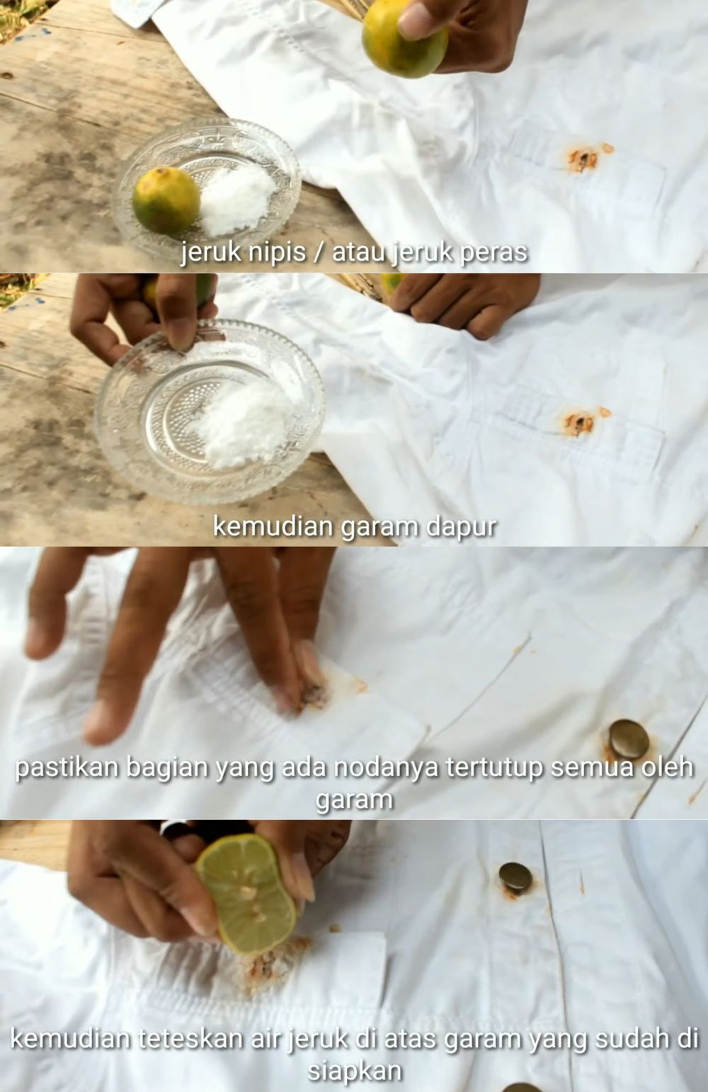 Jangan pakai pemutih, ini trik hilangkan noda karat bekas kancing di baju putih tambah 2 bahan dapur