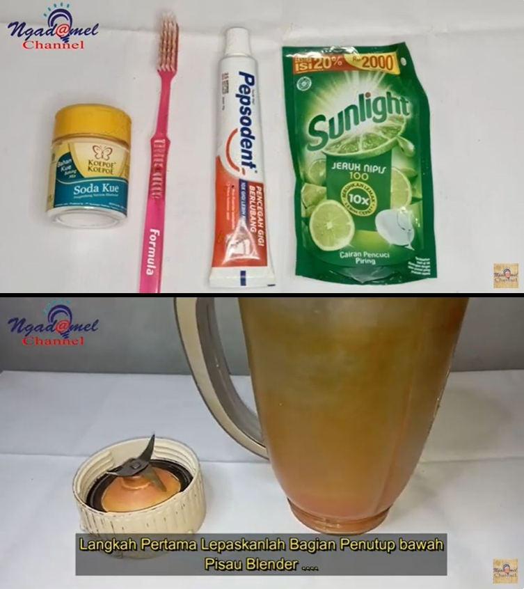 Cuci blender bernoda kunyit membandel sekarang tak perlu direndam, pakai trik ini 30 menit autorontok