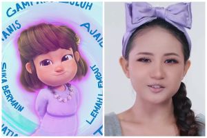 Wanita pipi chubby ini recreate makeup karakter Meri di kartun 'Jumbo', hasilnya mirip banget
