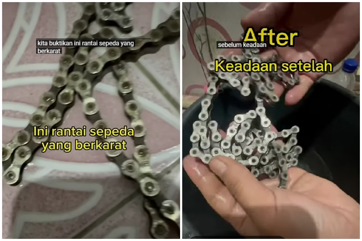 Tak perlu ke tukang servis, trik membersihkan karat rantai sepeda sekarang cuma tambah 1 bahan dapur