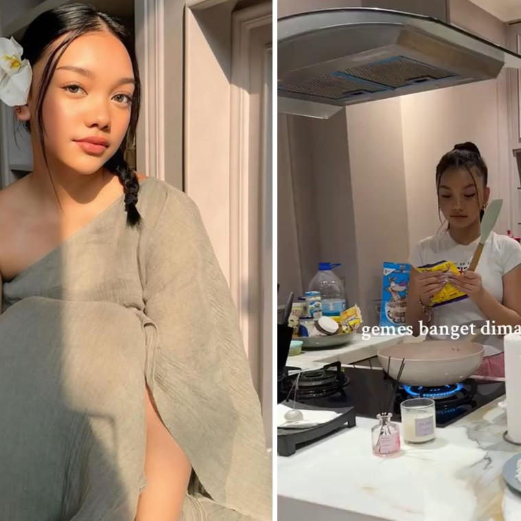 9 Potret dapur Naura Ayu interiornya mungil serba pink, estetik buat ngonten