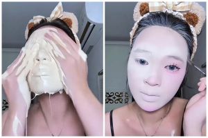 Awalnya pakai foundation putih bak semen, transformasi makeup wanita ini hasilnya malah nggak dempul