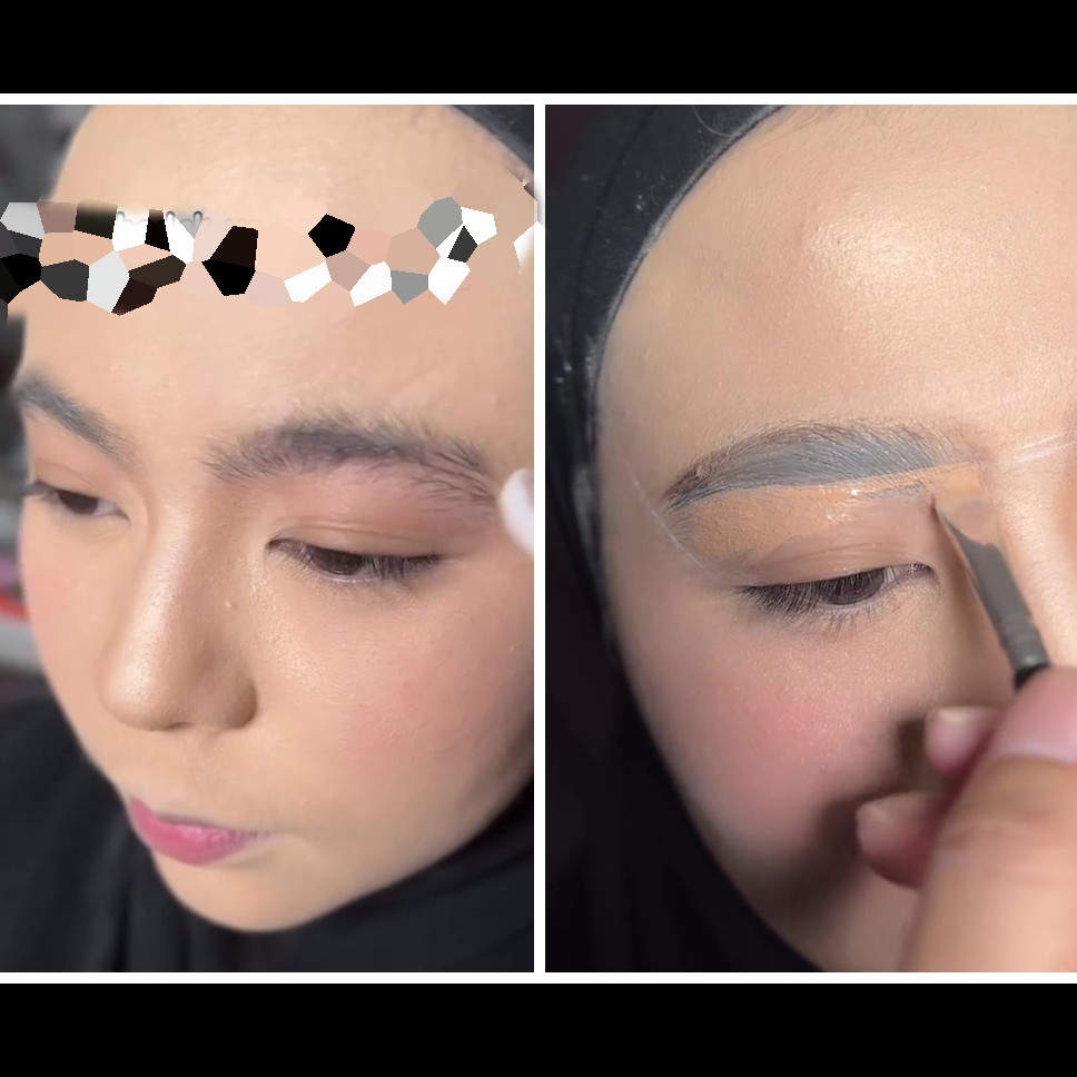 Transformasi makeup wanita beralis tebal ini tampak rapi meski tak dicukur, hasilnya bak disulam