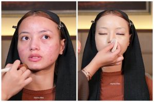 Transformasi makeup wanita punya jerawat aktif ini hasilnya bisa mulus minim tekstur bak boneka