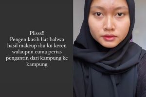 Pamerkan hasil makeup ibunya yang jadi MUA kampung, hasil riasan wanita ini bikin pangling