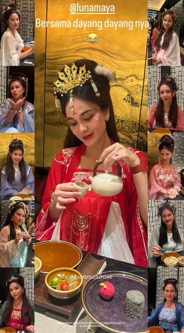 9 Potret Luna Maya pakai hanfu busana tradisional Tiongkok saat bridal shower, elegan pol