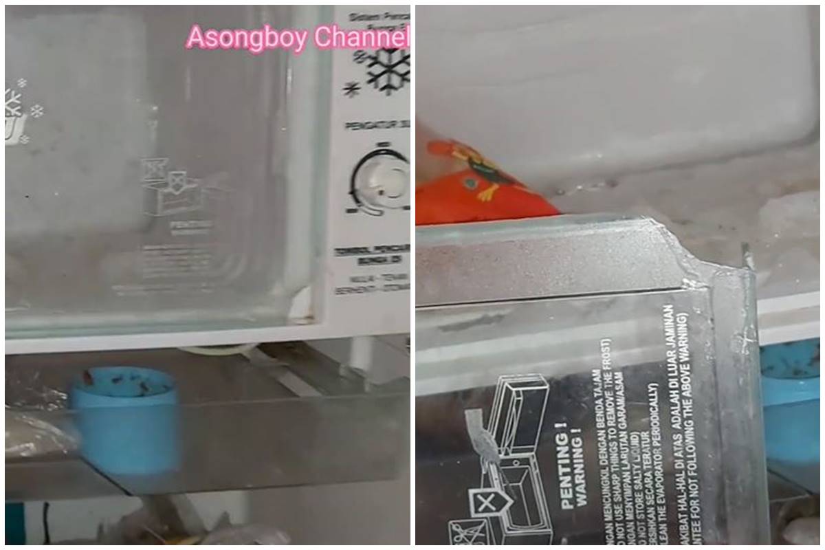 Jangan buru-buru dibuang, ini trik perbaiki pintu freezer kulkas yang rusak pakai tali ties dan bambu