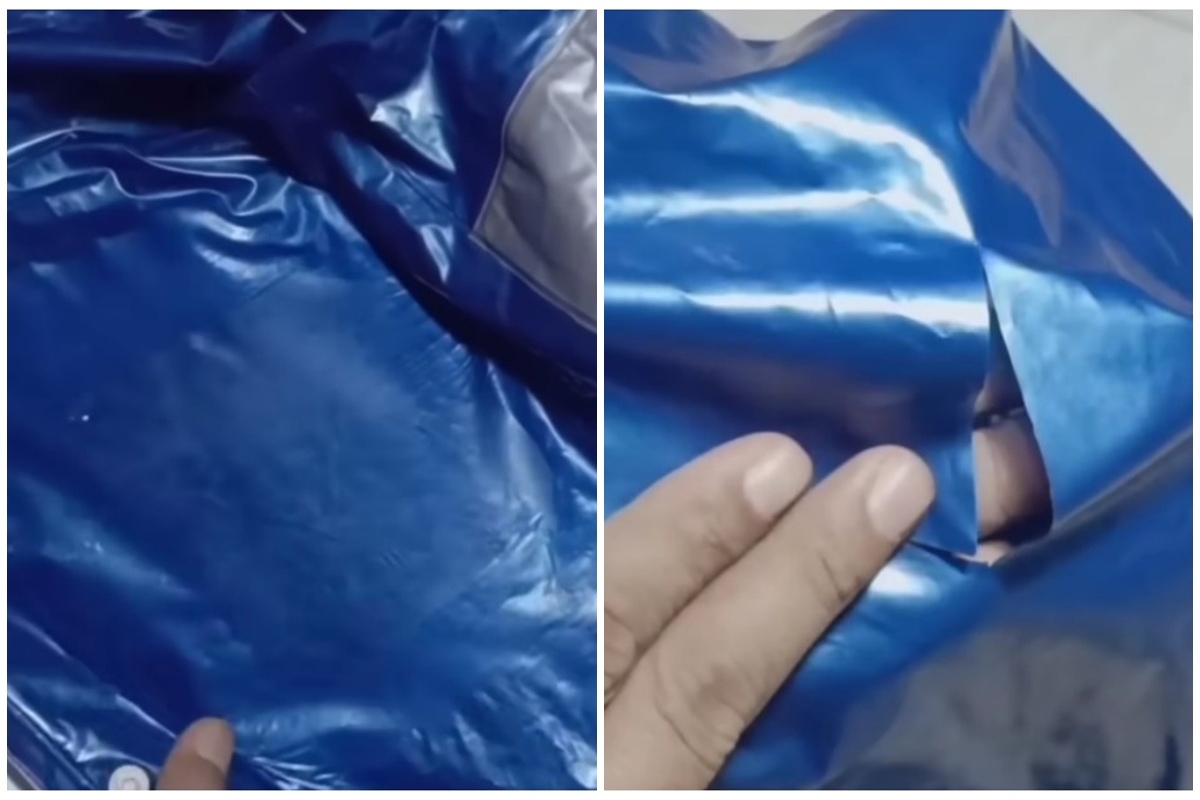 Tanpa repot dilem, ini trik menambal jas hujan sobek, pakai 1 bahan sederhana auto bisa dipakai lagi