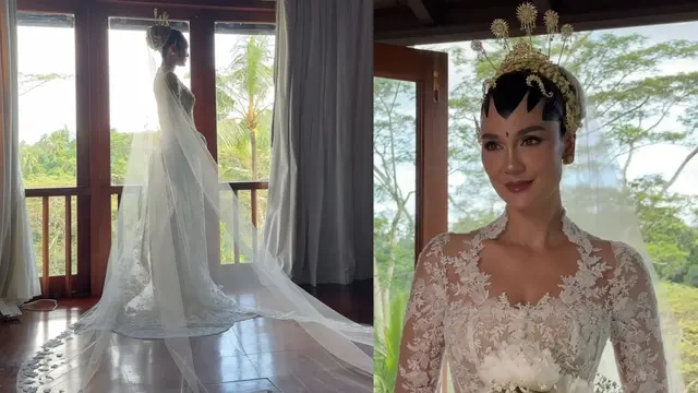 Detail gaya klasik Luna Maya saat dinikahi Maxime Bouttier, memesona pakai kebaya rancangan Eddy Betty