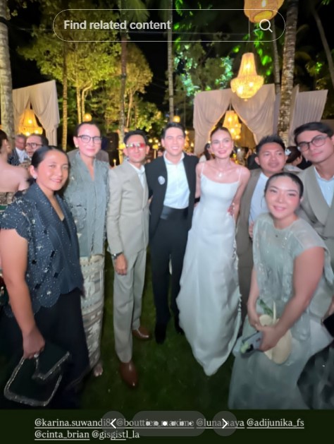 7 Potret Gisella Anastasia kondangan bareng Cinta Brian di nikahan Luna Maya-Maxime, jalin asmara?