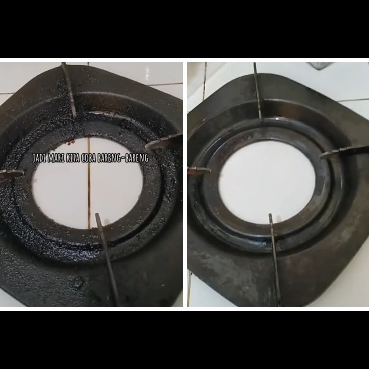 Tungku kompor gas penuh kerak kembali bersih dalam 10 menit, pakai trik tanpa repot direndam air