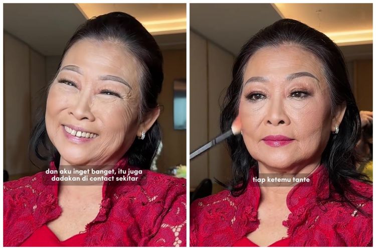 Kulit kendur jadi kencang, transformasi makeup facelift ibu-ibu ini auto bikin 20 tahun lebih muda
