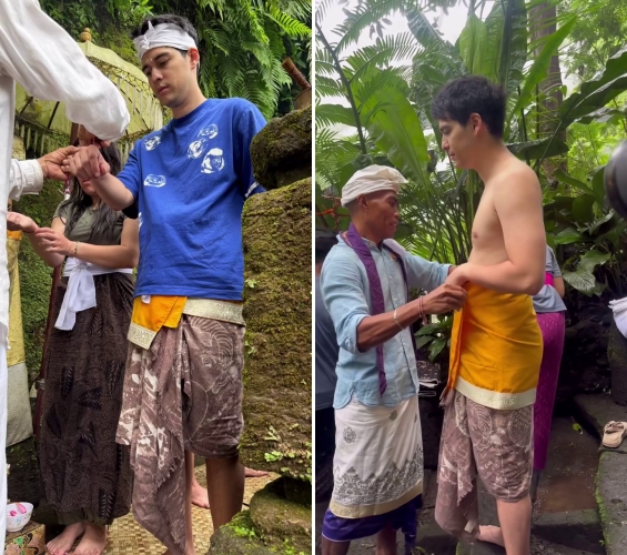 Luna maya dan Maxime pakai kain karya Asri Welas saat melukat, ternyata makna motifnya mengharukan
