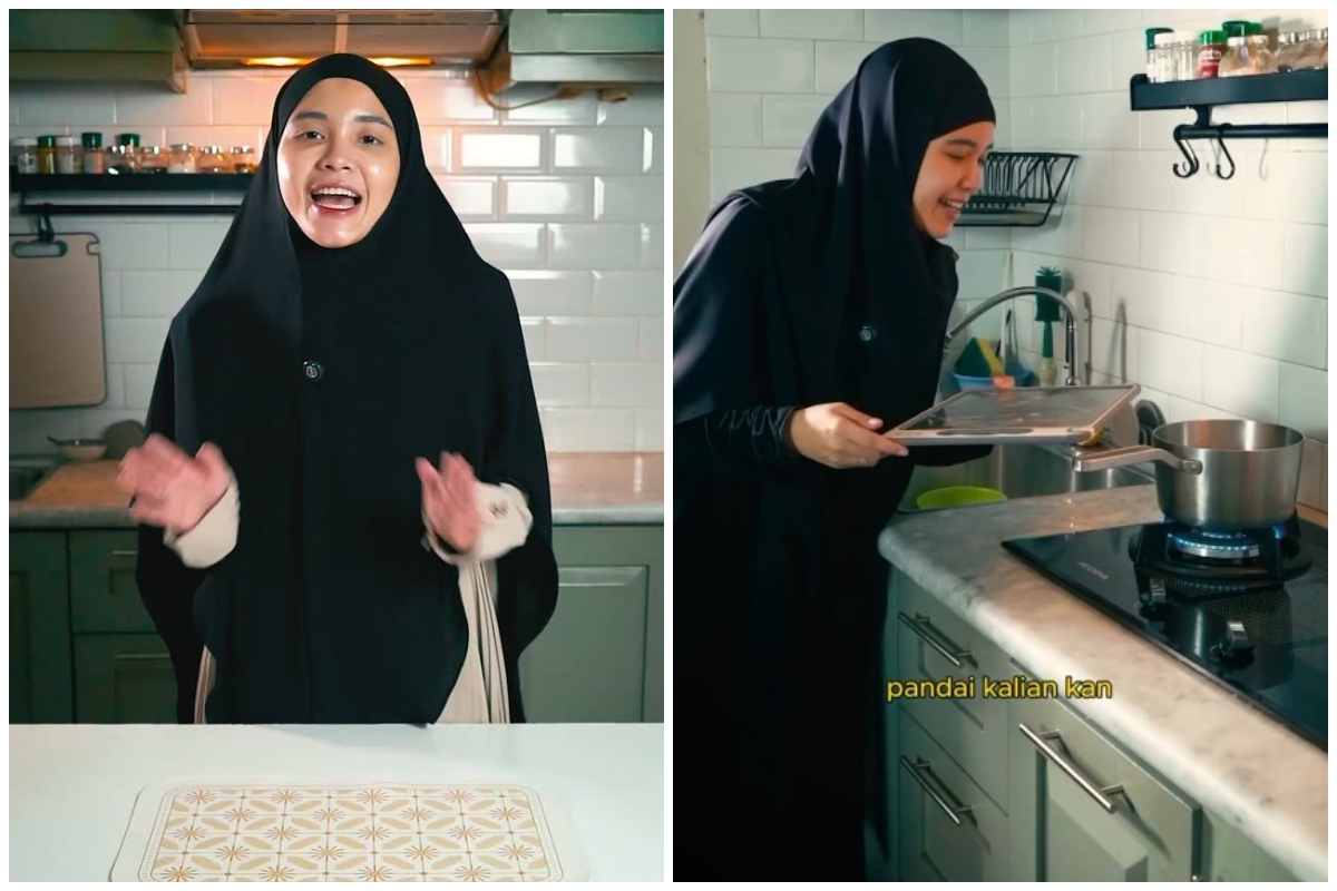 Kini hobi ngonten masak, 9 potret dapur istri Babe Cabita ini kitchen setnya hijau tapi nggak norak