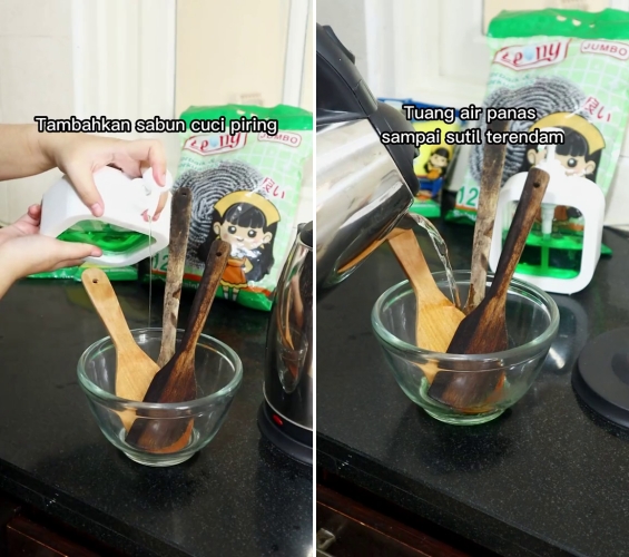 Cuci spatula kayu jadi bebas jamur sekarang tak cuma pakai sabun, ini triknya pakai 2 bahan dapur