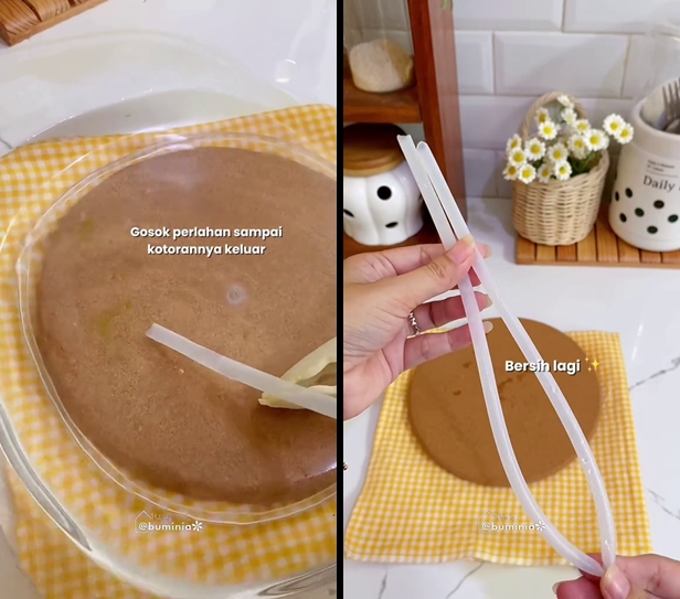 Cuci selang dispenser galon berlumut sekarang tak perlu disikat, triknya cuma pakai 2 bahan dapur