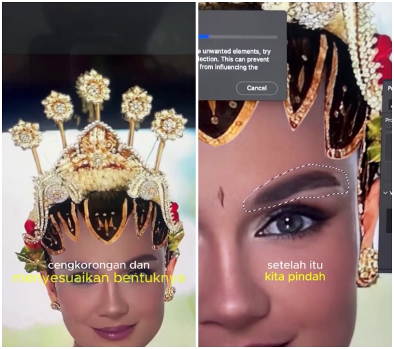 Begini jadinya jika Luna Maya diedit pakai riasan makeup pakem Paes Ageng, auranya manglingi pol