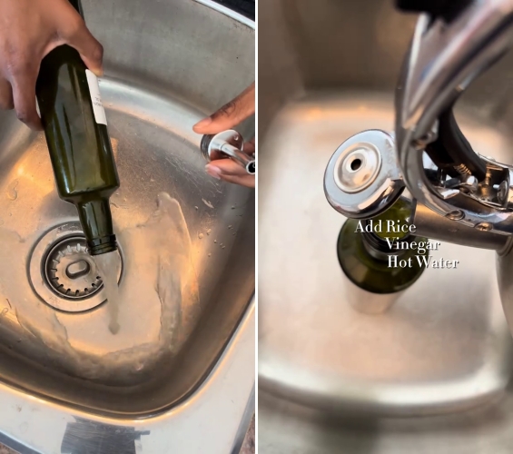 Cuci botol penyimpanan minyak agar kesat sekarang tak cuma pakai sabun, triknya gunakan 2 bahan dapur