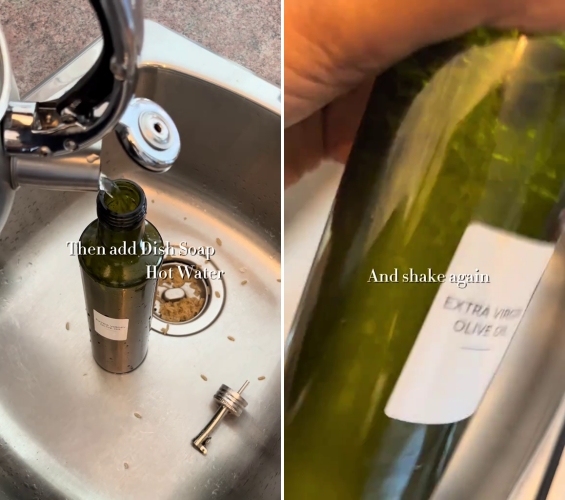 Cuci botol penyimpanan minyak agar kesat sekarang tak cuma pakai sabun, triknya gunakan 2 bahan dapur