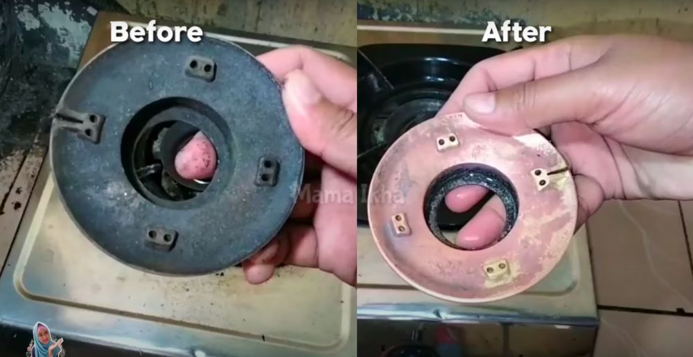 Tak perlu direndam sitrun, ini trik bersihkan kerak hitam burner kompor gas
