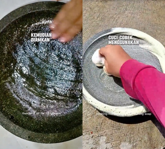 Jangan langsung dipakai, trik bersihkan cobek sekarang agar higienis dan awet pakai 2 bahan dapur