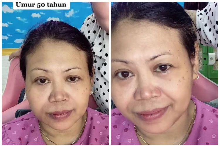 Makeup bikin wajah tampak muda, transformasi wanita 50 tahun dirias ala barbie ini endingnya bak ABG