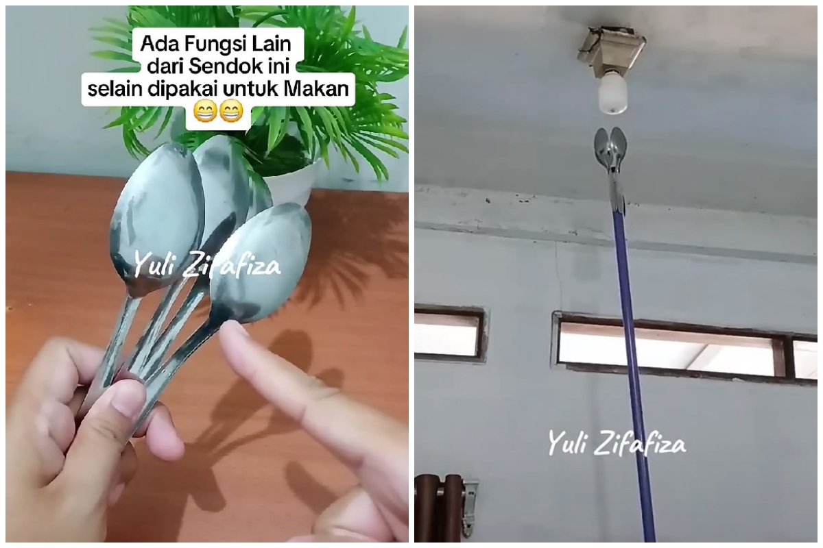 Ganti lampu di plafon rumah sekarang nggak repot pakai tangga, triknya cuma modal sendok