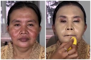 Awalnya tampak dempul, transformasi emak-emak berwajah bulat dirias glamor makeup ini auto pangling