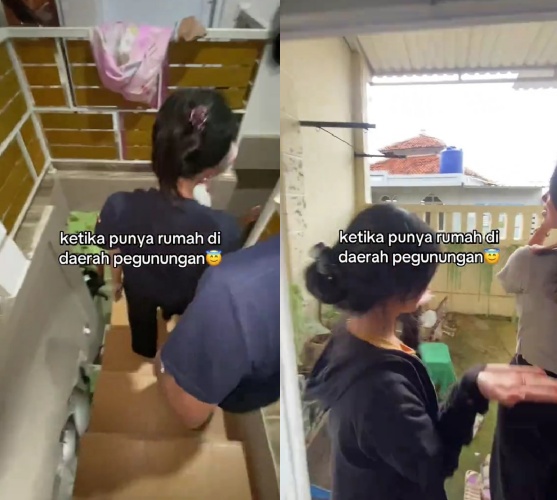 Punya hunian di pegunungan, pria ini bagikan isi rumahnya yang banyak tangga, konsepnya bikin bingung