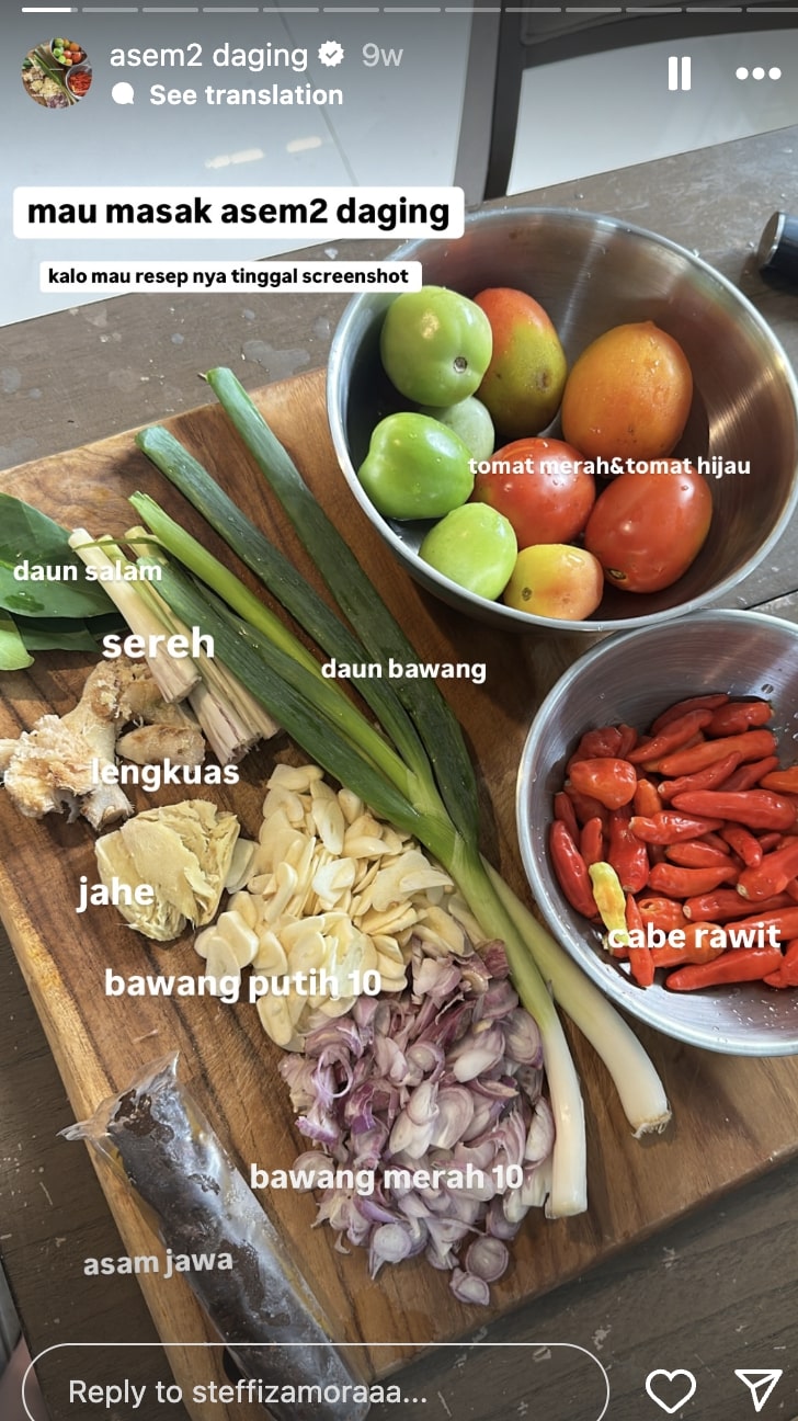 Cara masak asem-asem daging ala Steffi Zamora, gampang banget, tak ada alasan tak bisa masak