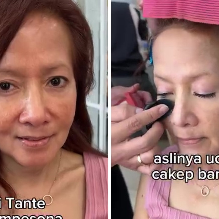 Wajah auto kencang meski tanpa facelift, transformasi tante-tante dirias soft pink ini jadi bak ABG