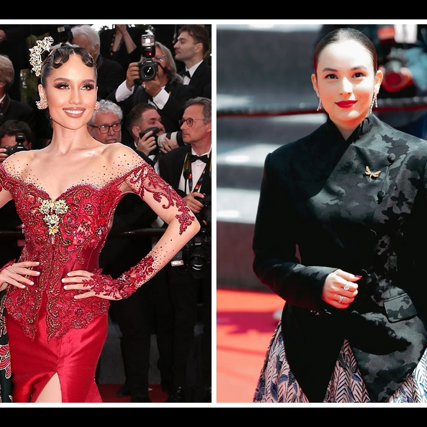 Anggun berkebaya, 7 beda gaya makeup Cinta Laura dan Chelsea Islan di red carpet Cannes Film Festival