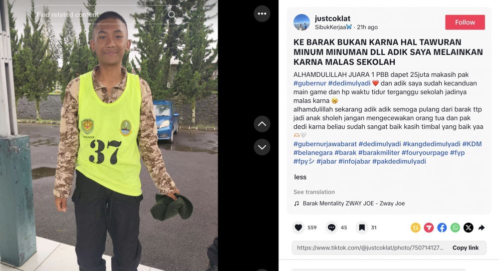 Masuk barak karena malas sekolah, siswa ini sabet juara 1 PBB dan pulang nenteng jajanan segambreng