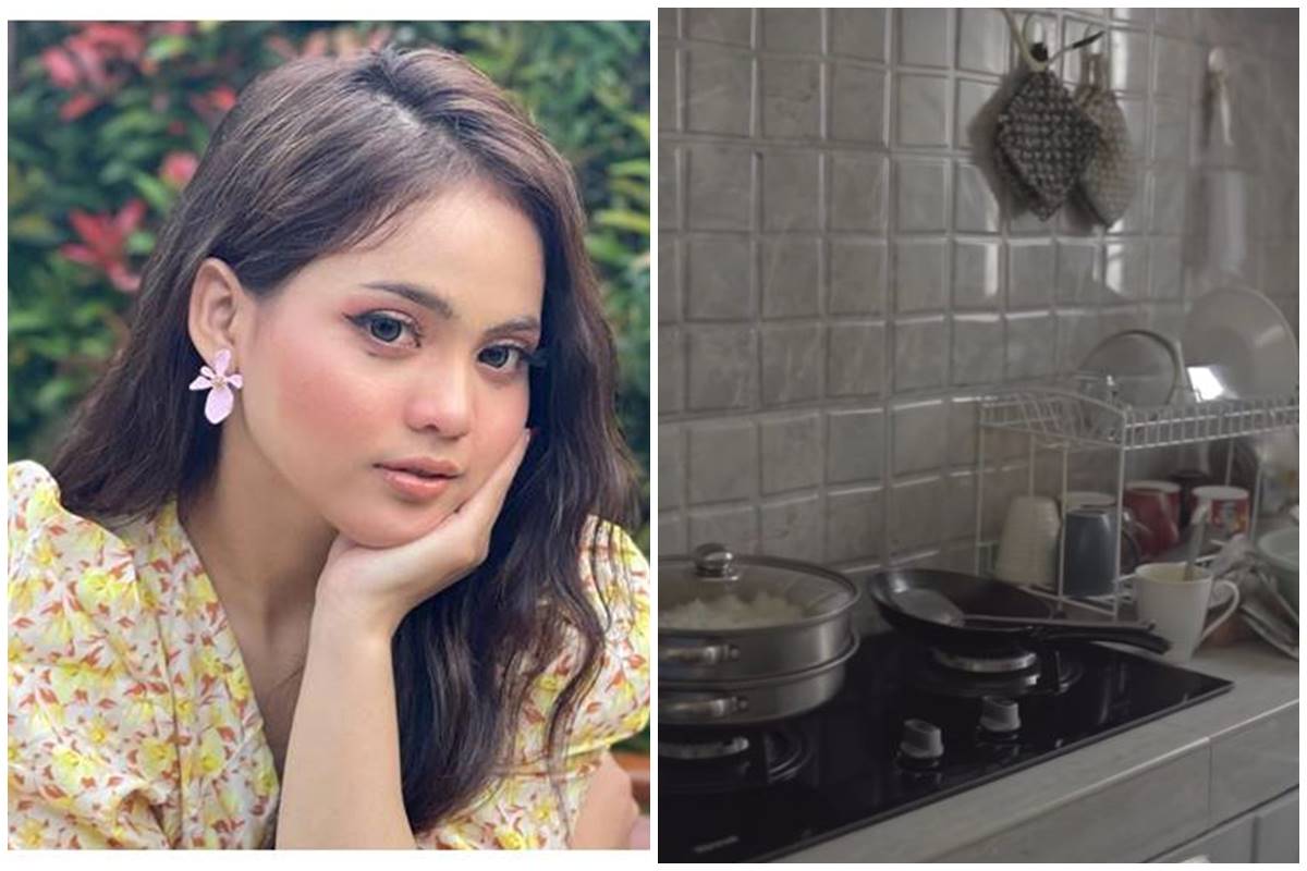 11 Potret sudut dapur minimalis putri d'academy, ada 'kulkas sultan' tinggi nyaris 2 meter