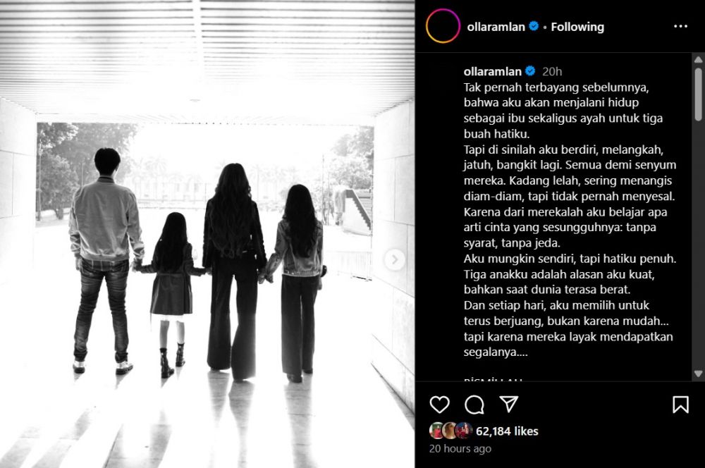 Curhat soal beratnya jadi single mother 3 anak, Olla Ramlan akui sering menangis diam-diam