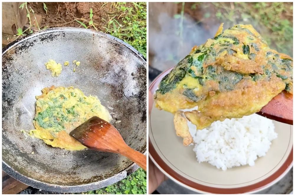 Kreasi telur dadar daun cabai, dimakan dengan nasi hangat enaknya nendang