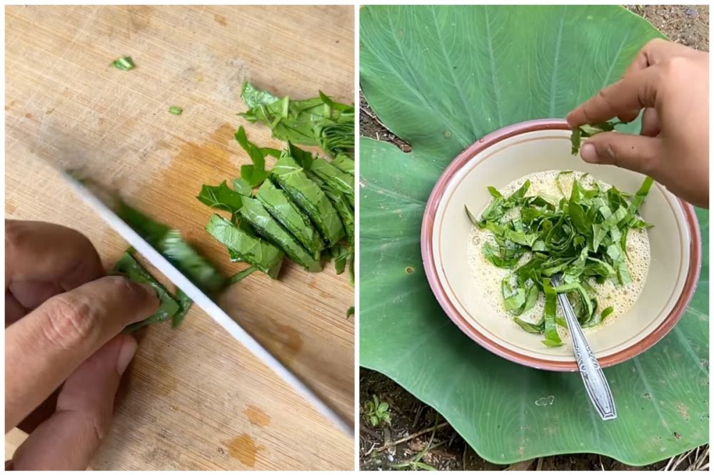 Kreasi telur dadar daun cabai, dimakan dengan nasi hangat enaknya nendang