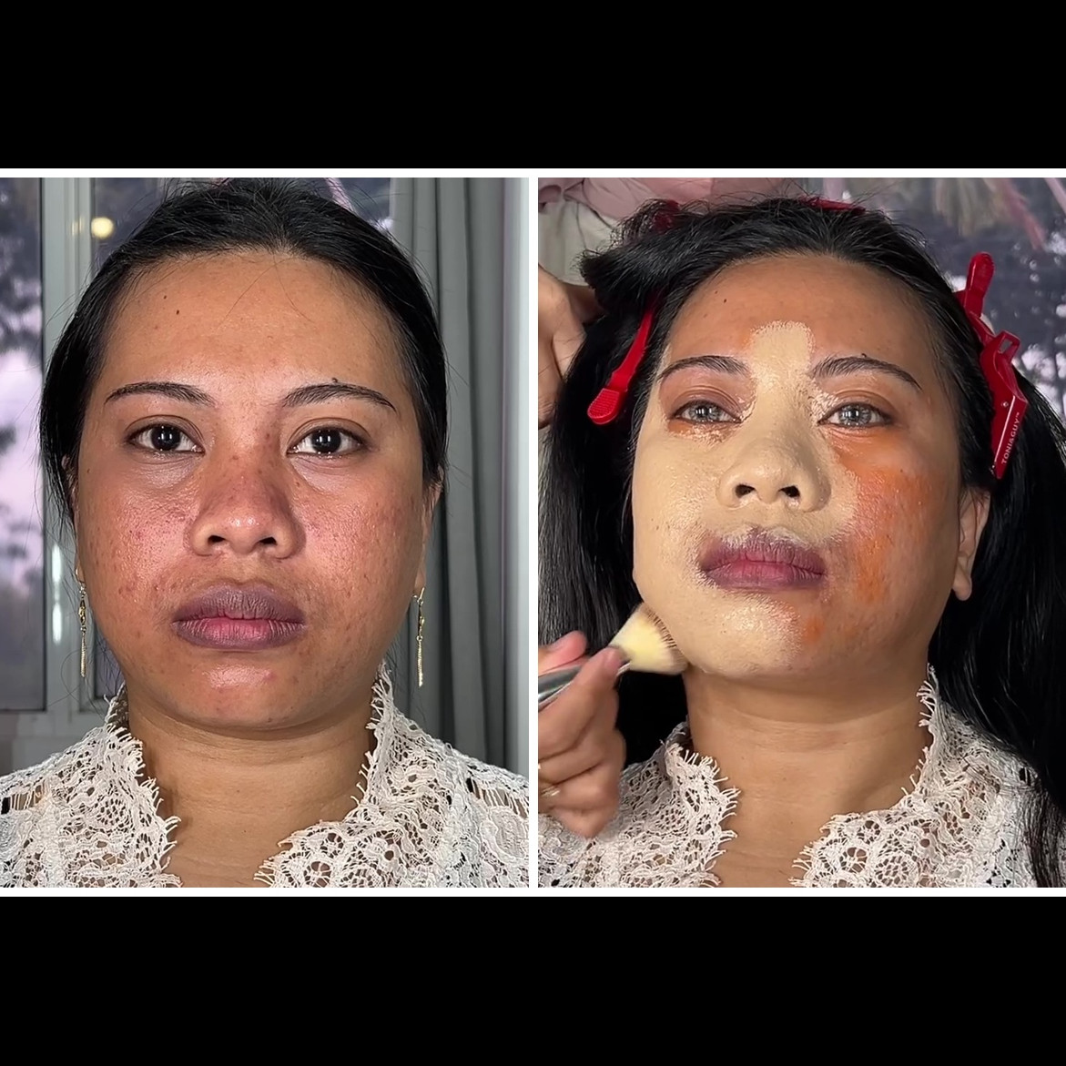 Wajah bulat auto tirus alami, transformasi cewek pakai bold glamor makeup ini hasilnya ayu pol