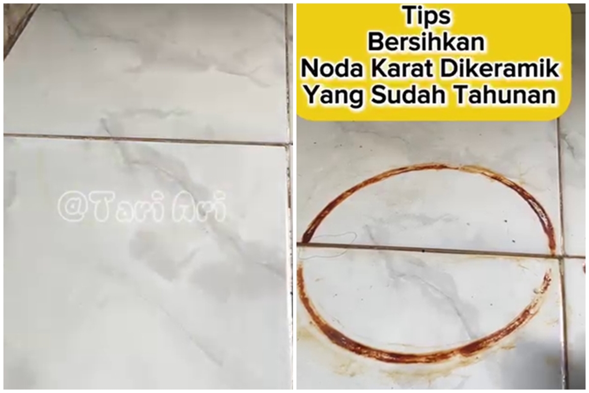 Tak berbekas super kinclong, trik bersihkan noda karat bekas tabung gas di lantai ini ampuh