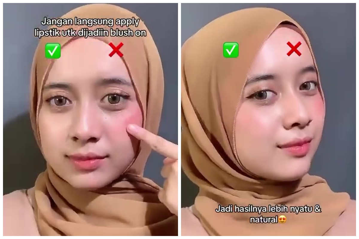 Jangan langsung dioles ke pipi, ini trik pakai lipstik untuk blush on agar hasilnya nggak nge-blok