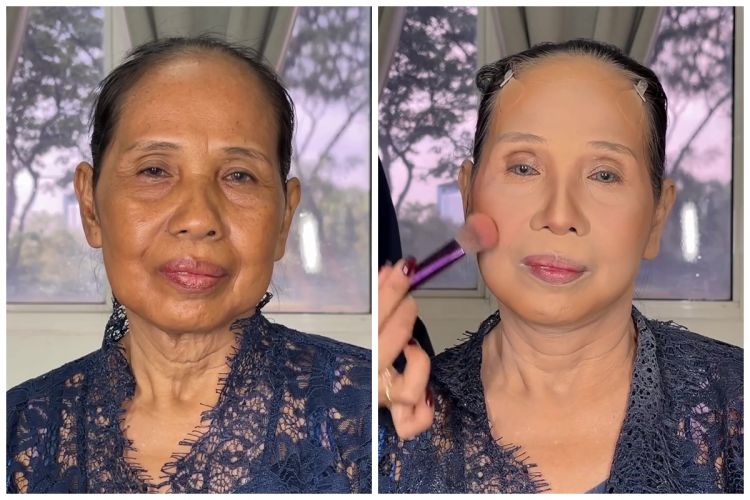 MUA ini recreate makeup wedding ala Luna Maya pada wanita paruh baya, transformasinya tuai pujian
