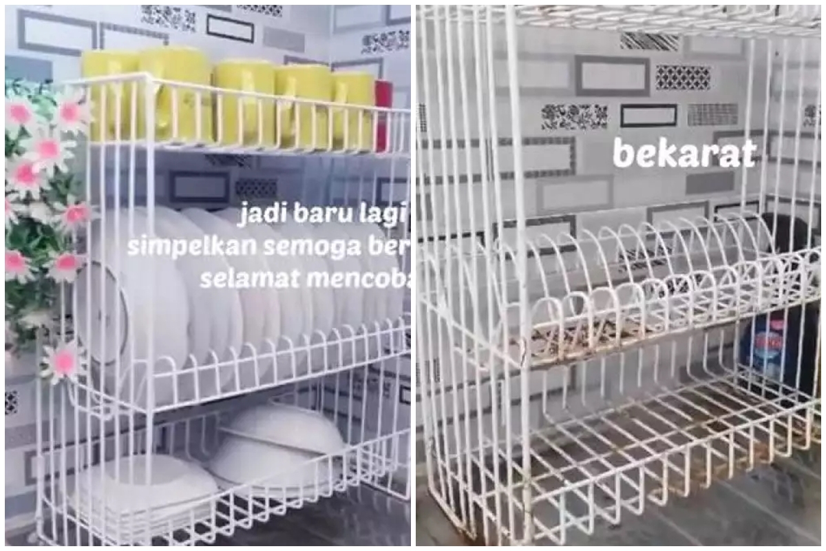 Tanpa digosok pasta gigi, ini trik mudah menghilangkan karat di rak piring