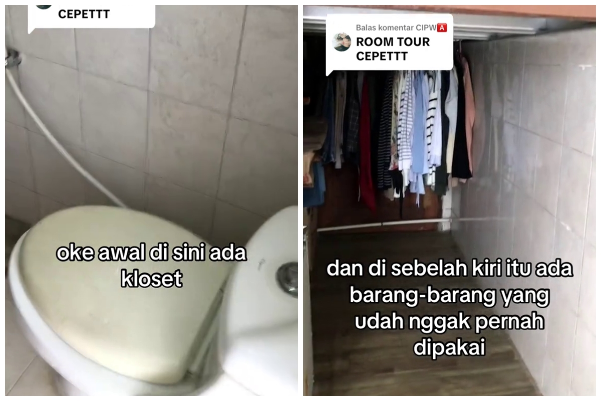 Wanita ini bagikan kondisi kamarnya yang ada di dalam toilet, konsepnya bikin nggak abis pikir