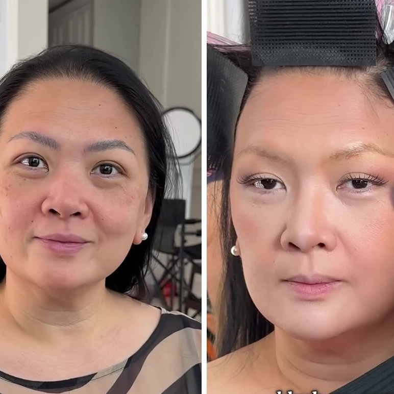 Transformasi ibu-ibu berkantung mata dirias peach ini tampak 10 tahun lebih muda meski tanpa facelift