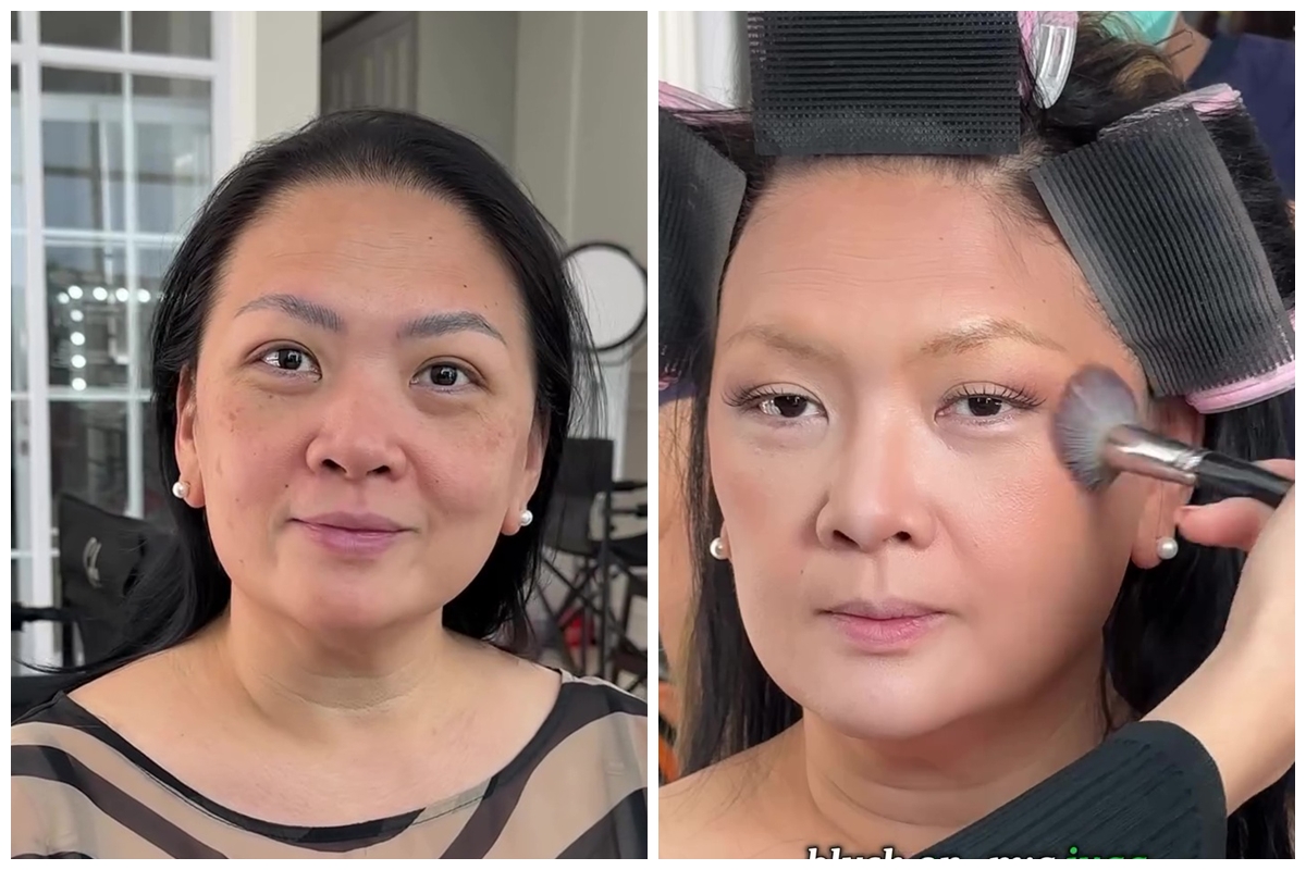 Transformasi ibu-ibu berkantung mata dirias peach ini tampak 10 tahun lebih muda meski tanpa facelift