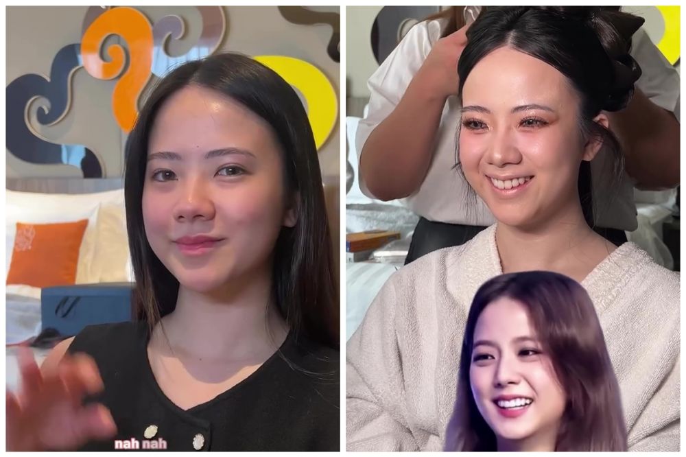 Transformasi makeup cewek almond eye dirias soft glam ini endingnya disebut mirip Jisoo Blackpink