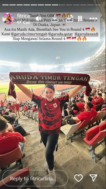 Potret 10 seleb nonton Timnas Indonesia vs China di GBK, Jennifer Coppen bareng keluarga Justin Hubner