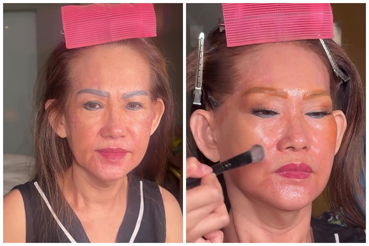 Punya tato alis dan eyeliner tebal, transformasi tante 69 tahun dirias soft ini auto balik muda lagi