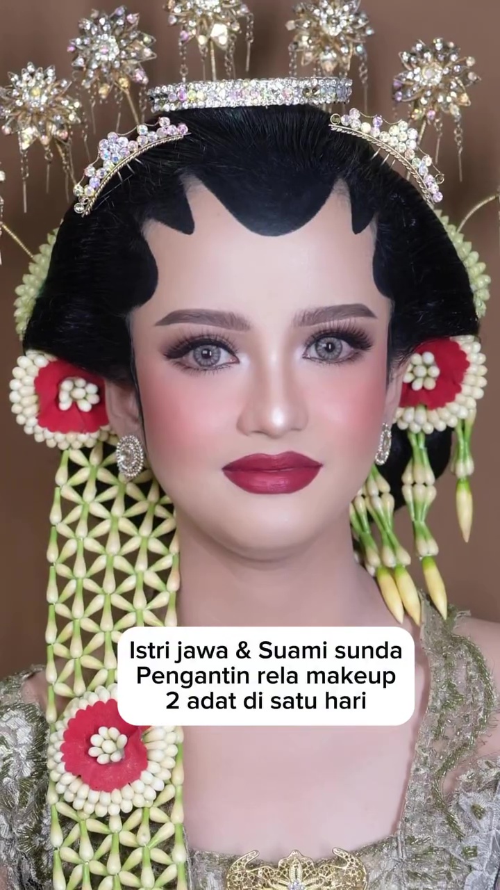 Pakai siger dan paes, transformasi pengantin retouch makeup ini pangling meski cuma beda warna lipstik